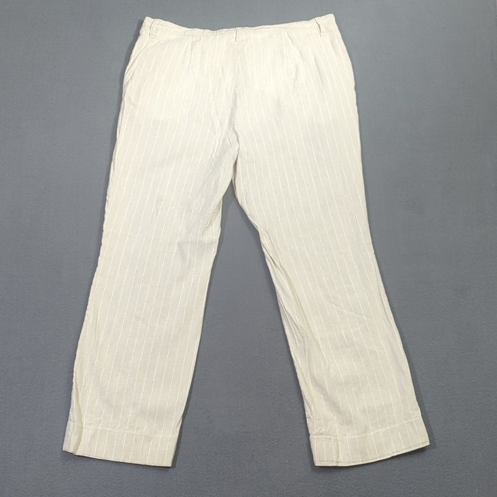 Brax Pants Women's 16R Beige Soft Linen Viscose Blend Cindy MB Trousers
